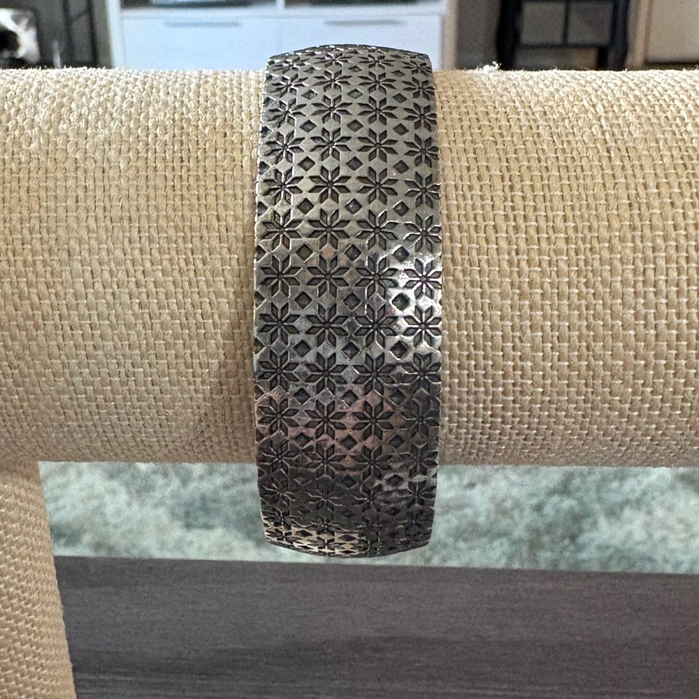 Silver Flowers Cuff Bracelet - image 1